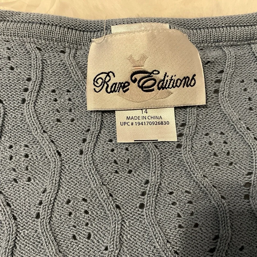 Rare Editions Knit cardigan Bell sleeves Blue NWT Size 14 Medium